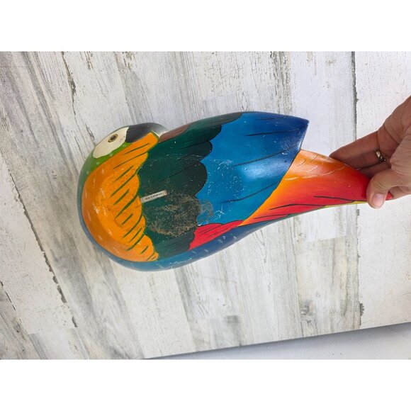 Wooden macaw parrot bowl serving decor tropical bird unique colorful rainbow - Picture 6 of 7